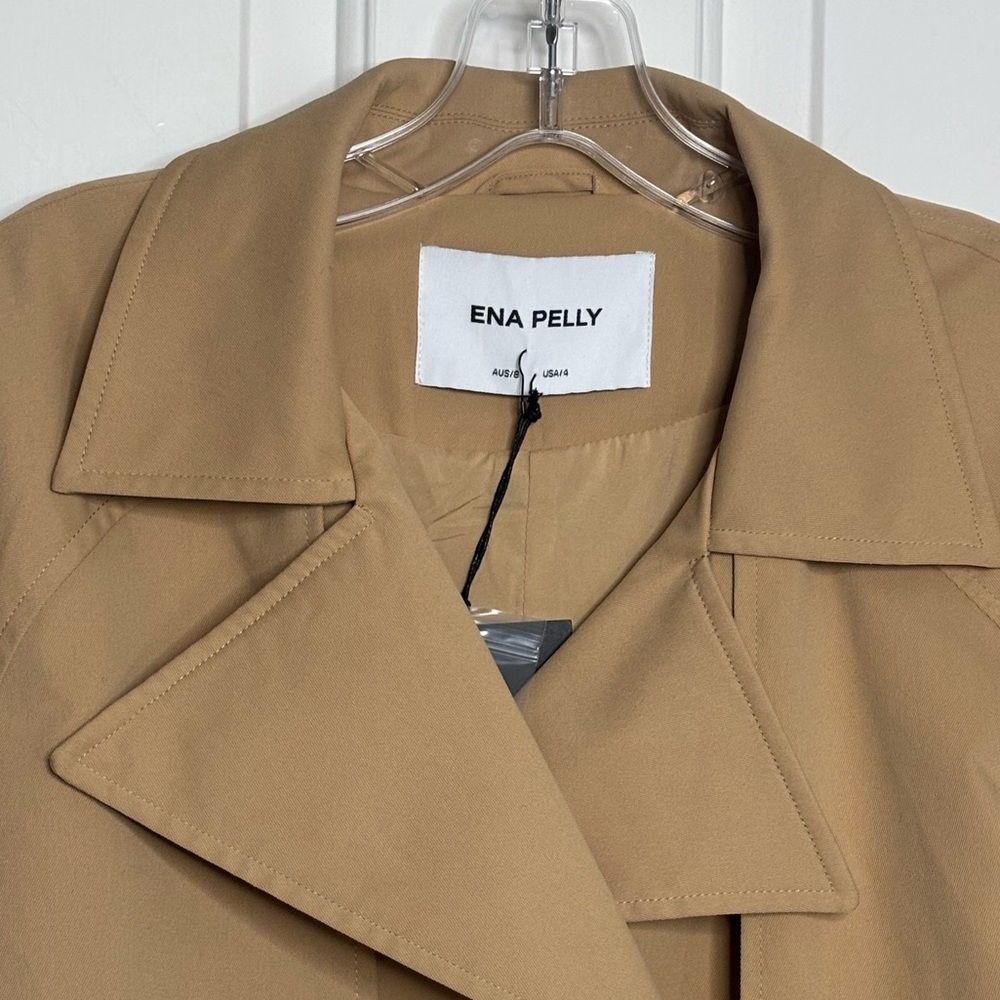 NWT ENA PELLY Carrie Trench Coat with Belt in Camel size 4 - Picture 3 of 12